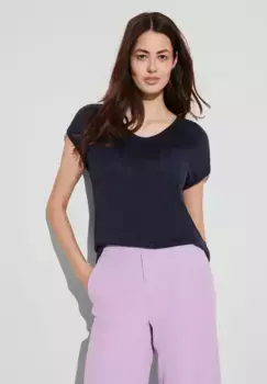 Топ-рубашка STREET ONE с нагрудным карманом, синий