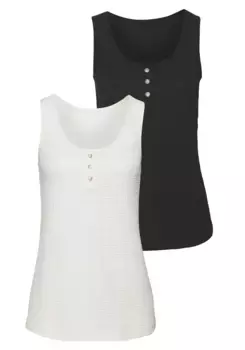 Топ-рубашка Vivance (2 шт.), верх из креповой ткани без глажки, черный