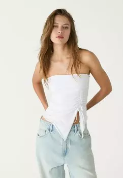 Топ RUCHED BANDEAU Stradivarius, белый