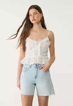 Топ RUFFLED Stradivarius, белый