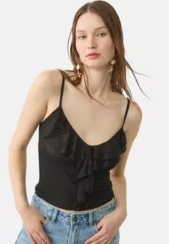 Топ RUFFLED Stradivarius, черный