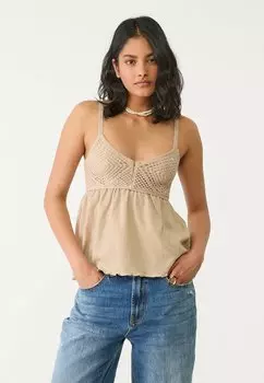 Топ RUFFLED Stradivarius, цвет Stone