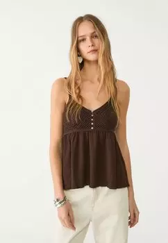 Топ RUFFLED Stradivarius, темно-коричневый