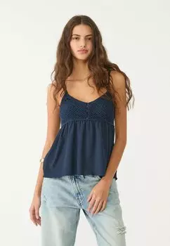 Топ RUFFLED Stradivarius, темно-синий