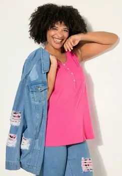 Топ RUNDHALS KNOPFLEISTE SAUM HINTEN LNGER Angel of Style, розовый