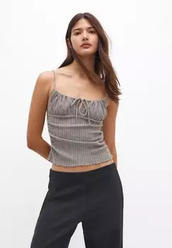 Топ RUSTIC STRAPPY PULL&BEAR, серо-коричневый
