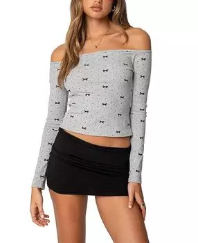 Топ Ryna Bows & Dots с открытыми плечами Edikted, серый