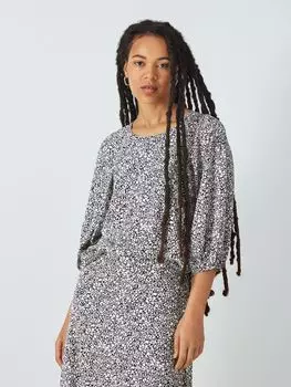 Топ с абстрактным принтом John Lewis ANYDAY, черно-белый