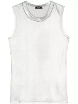 Топ с эффектом металлик и декором Monili Peserico, нейтральный цвет