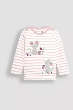 Топ с аппликацией на пуговицах и длинными рукавами Jojo Maman Bb, розовый