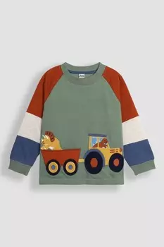 Топ с аппликацией «Трактор» Jojo Maman Bb, хаки