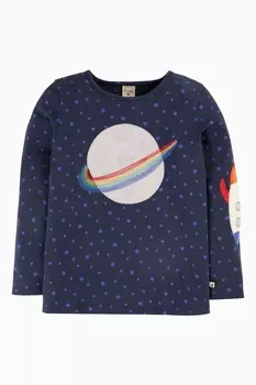 Топ с аппликацией в виде космоса Frugi, синий