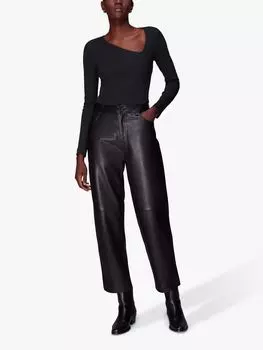 Топ с асимметричным V-образным вырезом в рубчик Whistles, черный