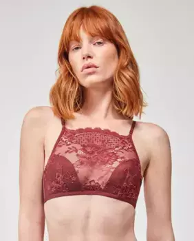 Топ с ажурной кружевной тканью, ободком и чашками из пены Gisela, бордовый