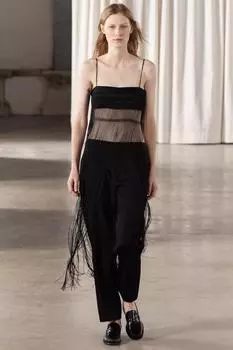 Топ с бахромой ZARA, черный