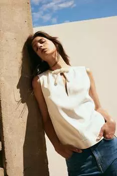 Топ с бантиками H&M, белый