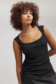 Топ с бантом и квадратным вырезом сбоку Simply Be, черный