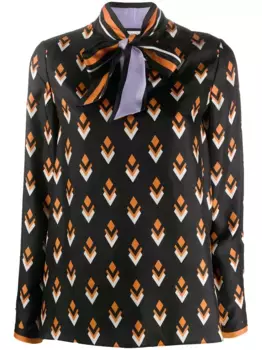 Топ с бантом и принтом VALENTINO GARAVANI, черный