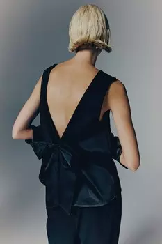 Топ с бантом сзади H&M, черный