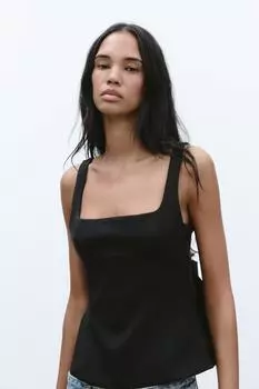 Топ с бантом сзади ZARA, черный