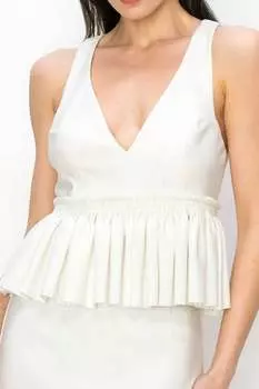 Топ с баской белого цвета INA Fashion