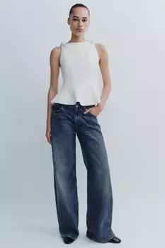 Топ с баской и бантиками ZARA, белый