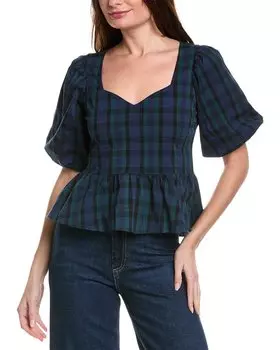 Топ с баской и рукавами-фонариками от Sail to Sable, зеленый