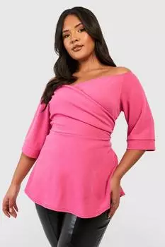 топ с баской с открытыми плечами Boohoo, розовый