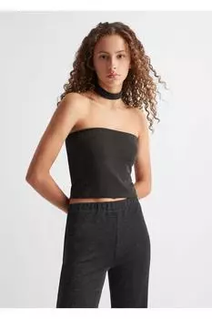 Топ с блестящим эффектом Mango, черный