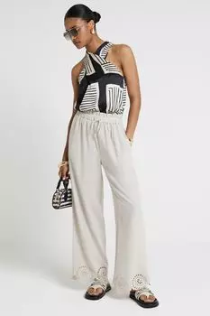 Топ с бретельками через плечо и геопринтом River Island, черный