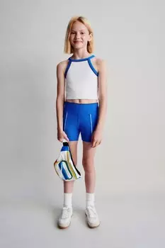 Топ с бретельками через шею и отделкой ZARA, белый