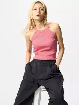 Топ с бретельками на шее Uniqlo, розовый