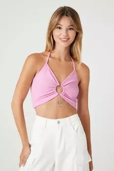 Топ с бретелькой на шее с уплотнительным кольцом и подвеской-бабочкой Forever 21, розовый