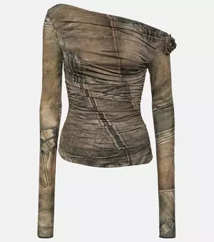 Топ с цветочной аппликацией Blumarine, серый