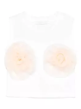 Топ с цветочной аппликацией Miss Grant Kids, белый