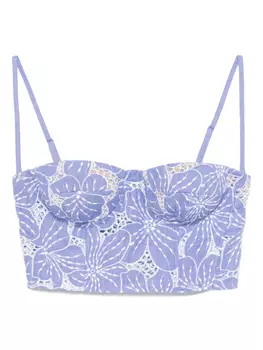 Топ с цветочной вышивкой Genny, синий