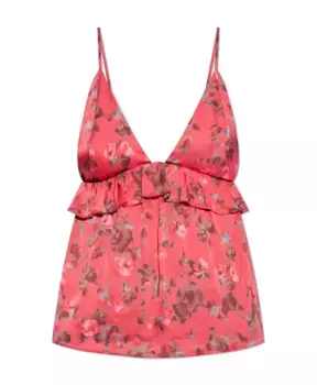 Топ с цветочным мотивом Ganni, розовый