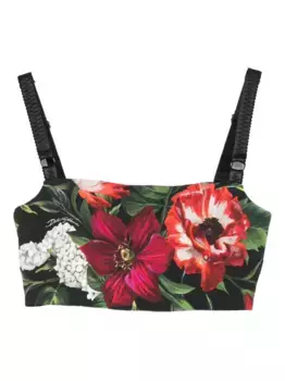 Топ с цветочным принтом DOLCE & GABBANA, черный