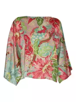 Топ с цветочным принтом и рукавами 'летучая мышь' Clips, красный