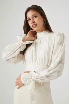 Топ с цветочным принтом и рукавами-трубой Forever 21, ванилла