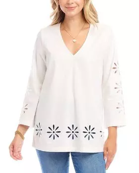 Топ с цветочным принтом и вырезами Karen Kane, слоновая кость/кремовый