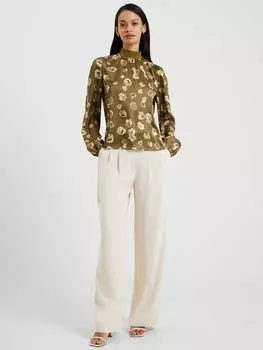 Топ с цветочным принтом и высоким воротником Bronwen Aleeya French Connection, нутрия