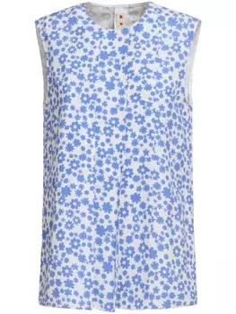 Топ с цветочным принтом Marni, синий