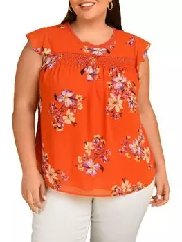 Топ с цветочным принтом Plus Jewel Daniel Rainn, оранжевый
