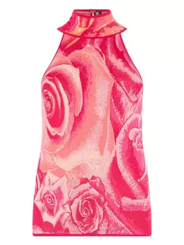 Топ с цветочным принтом Roberto Cavalli, розовый