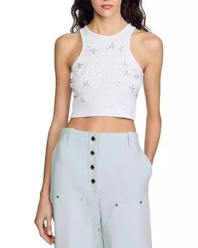 Топ с декоративными элементами Sandro, белый