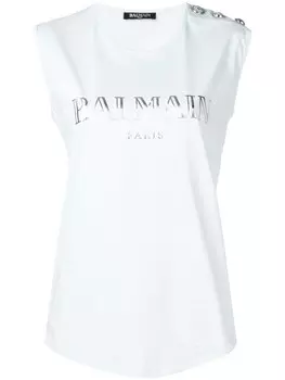 Топ с декоративными пуговицами Balmain, синий