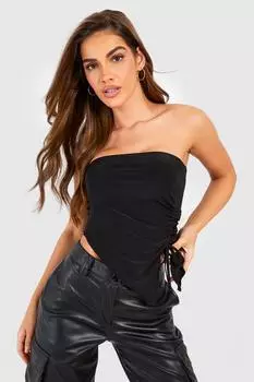 Топ с деталями бандо-руше Boohoo, черный