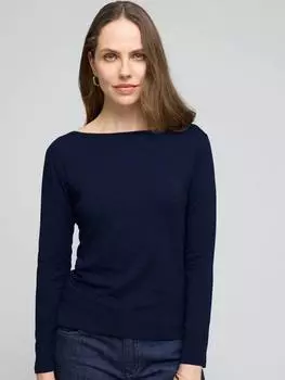 Топ с длинным рукавом и разрезом на шее Celtic & Co., темно-синий