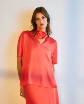 Топ с длинным рукавом и V-образным вырезом Woman El Corte Ingls, красный